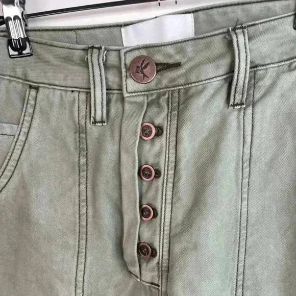 One Teaspoon Olive Straight Leg Cargo Utility Pant With Exposed Buttons - Picture 5 of 10